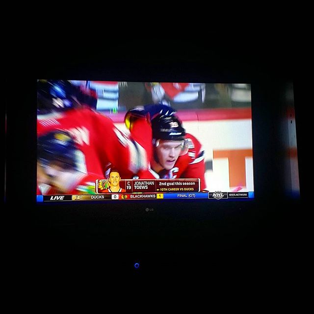 Hawks win! Another zero score OT goal by Toews! What a great game! The Ducks were tough tonight, played very well.