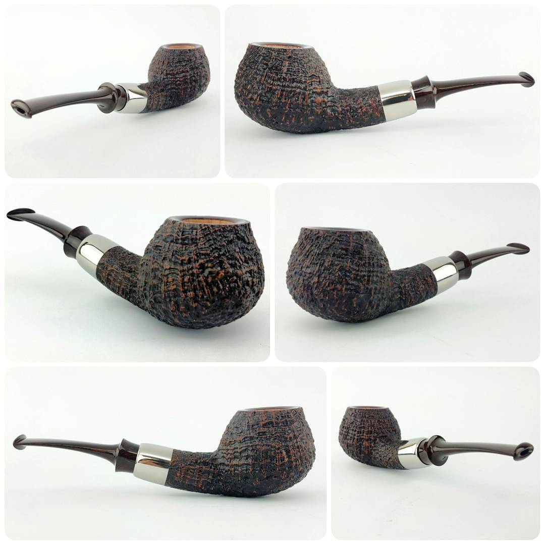 I’ve been watching Sergey Ailarov for a number of years now and love his apple/ball shape execution. This is an example of my work inspired by his. Shank ferrule is CP #titanium and stem is red cumberland. Contact me if interested  nate@natekingpipes.com