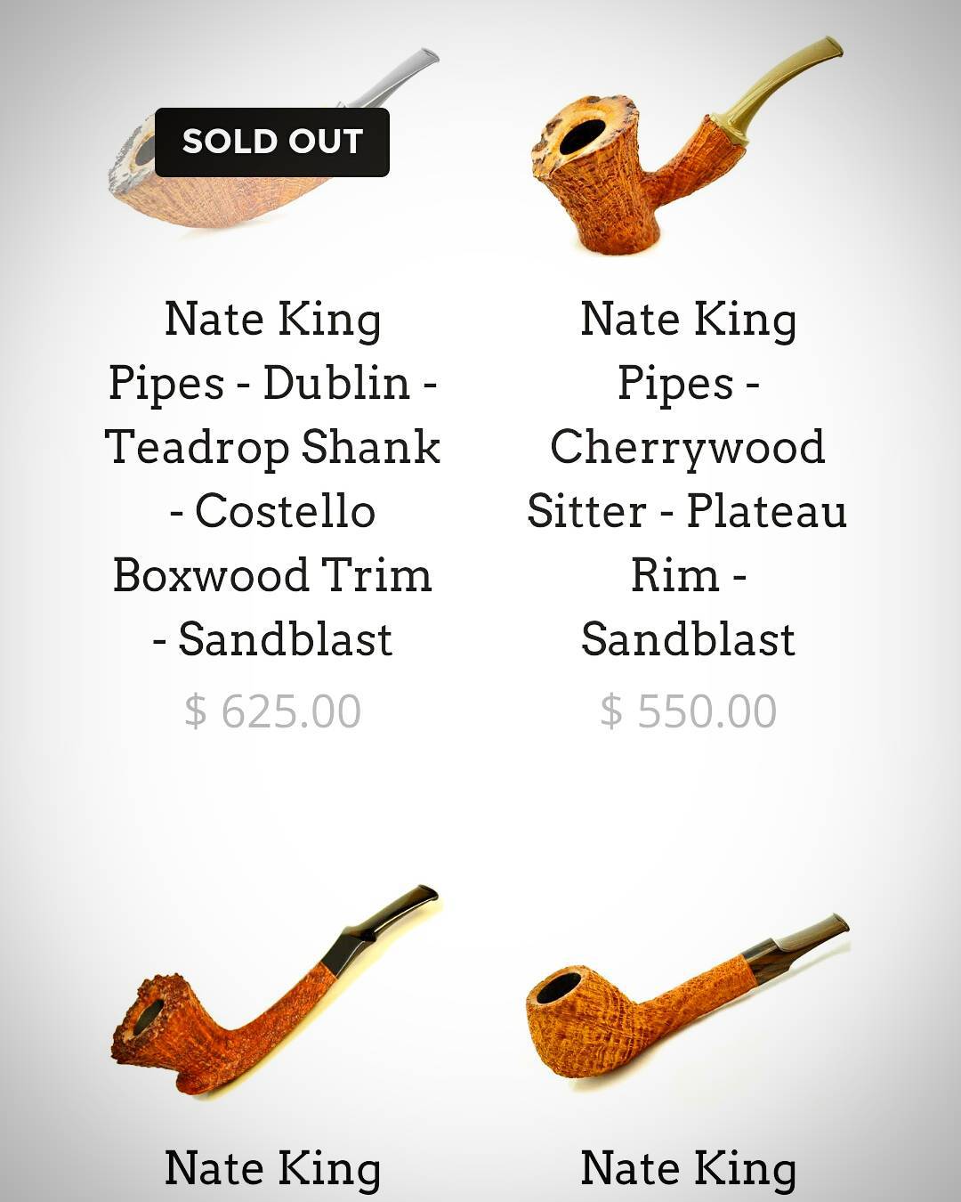 Three great pipes still available after the holidays on briarlab.com! 
http://www.briarlab.com/collections/nate-king