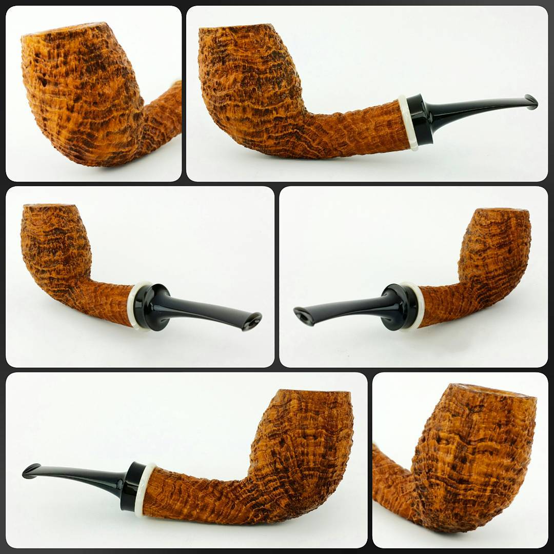 Contrast blasted bent egg #available. This one has an amazing craggy blast and a nice #vintage #bakelite shank ring.

Contact me if interested: nate@natekingpipes.com 
#artisanpipe #artisanpipeshop #pipeplayground #briarlab #nkpwhq #blhq #smallbusiness #indianapolis #indiana #pipepix #nowavailable