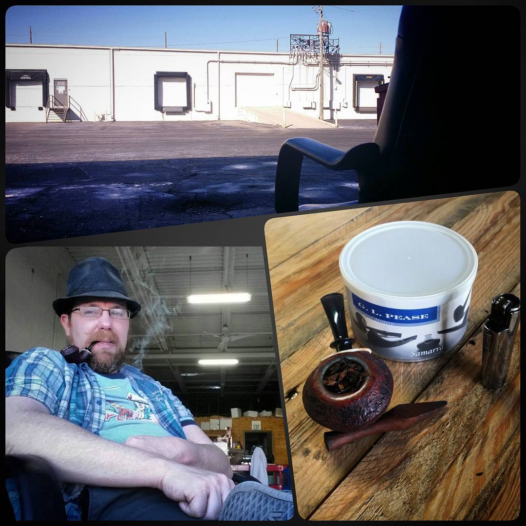 Happy IPSD! Enjoying some ’10 @glpease #Samarra in my @steveliskeypipes right now. Although the view outside isn’t great, it is nice to have the shop doors open to warm weather today!